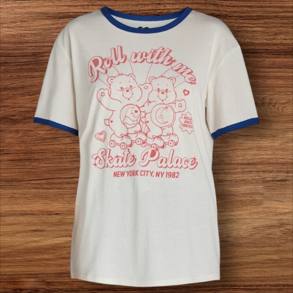 Care Bears tee T-Shirt 80's Style NWT White Blue Red Roller Skating T Shirt - Picture 6 of 6